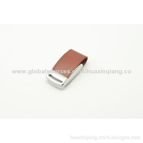 USB Flash Drive with Leather Material, 128MB to 64GB Capacity, 5-year Warranty